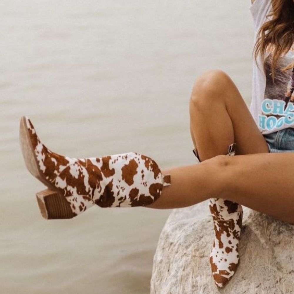 Free People Cow print boots